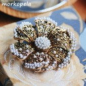 Broșă cu flori din filigran de epocă Morkopela, pentru femei, perle, ace cu flori mari, eșarfă, agrafă pentru haine, broșe pentru banchet, bijuterii