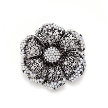 Morkopela Vintage Filigree Flower Καρφίτσα για Γυναικείες Πέρλες Μεγάλες ανθισμένες καρφίτσες Κασκόλ Ρούχα Κλιπ Καρφίτσα για συμπόσιο Καρφίτσες Κοσμήματα