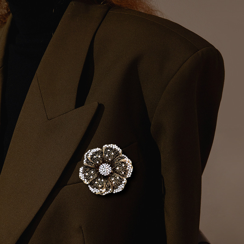Broșă cu flori din filigran de epocă Morkopela, pentru femei, perle, ace cu flori mari, eșarfă, agrafă pentru haine, broșe pentru banchet, bijuterii