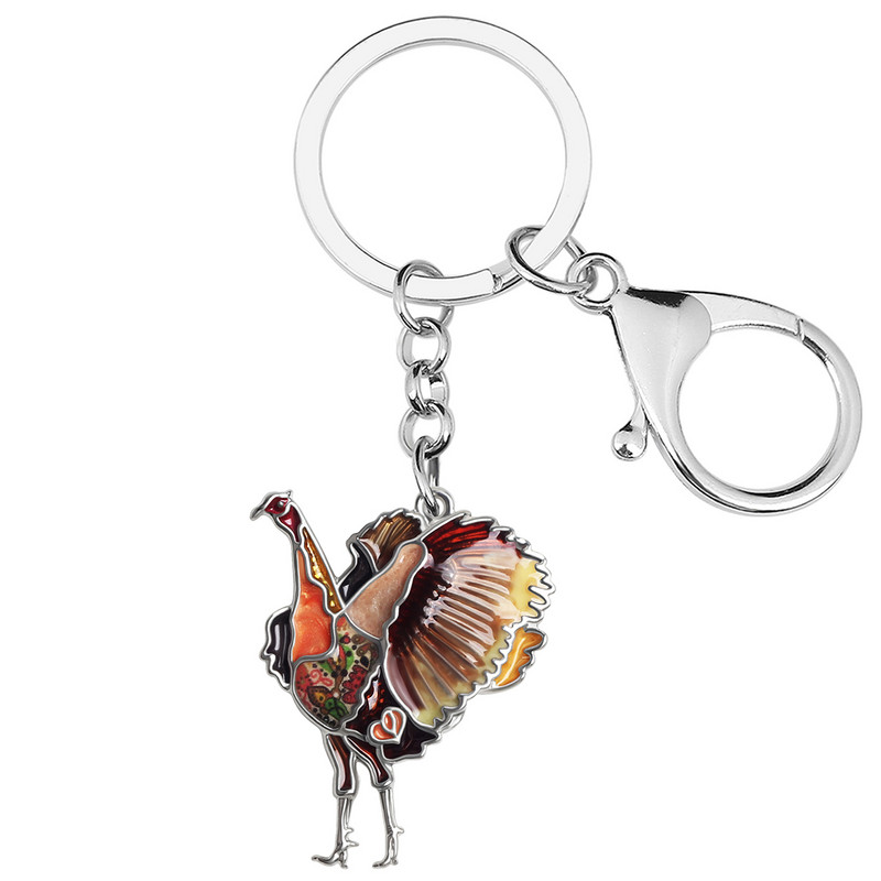 BONSNY de Ziua Recunostintei din aliaj floral de pui de curcan brelocuri moda breloc inel cadouri unice bijuterii pentru femei adolescente fete