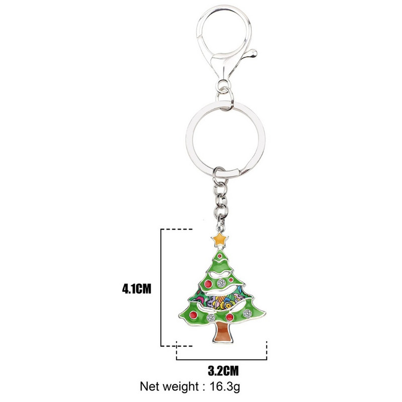 Brad de Crăciun din aliaj Bonsny smalț, cu strasuri, breloc, inel, geantă de mașină, poșetă, breloc, bijuterii, accesoriu de decorare pentru femeie