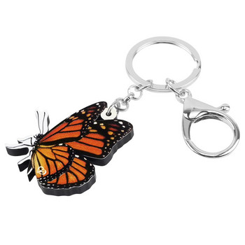 Μπρελόκ Bonsny Acrylic Monarch με πεταλούδα τύπωμα έντομο ζωικό μπρελόκ Κοσμήματα για γυναίκες Παιδικά κορίτσια Αστεία διακόσμηση τσάντα δώρου