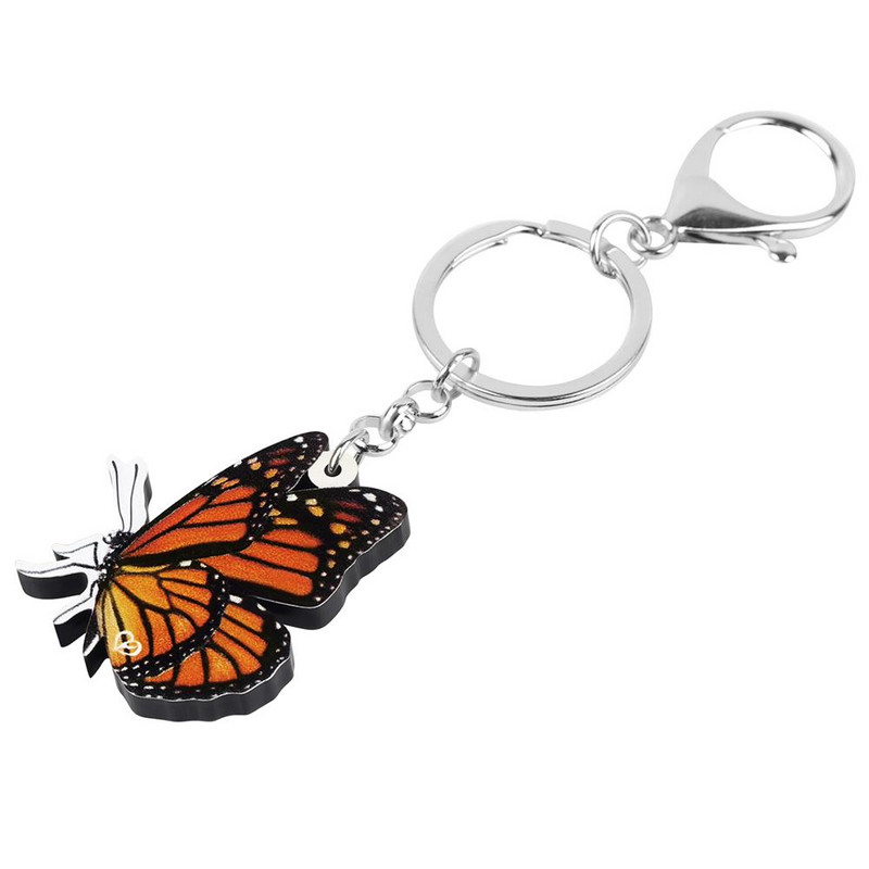 Breloce acrilice fluture monarh Bonsny imprimeu insecte animale breloc bijuterii pentru femei copii fete cadou amuzant decorare geanta