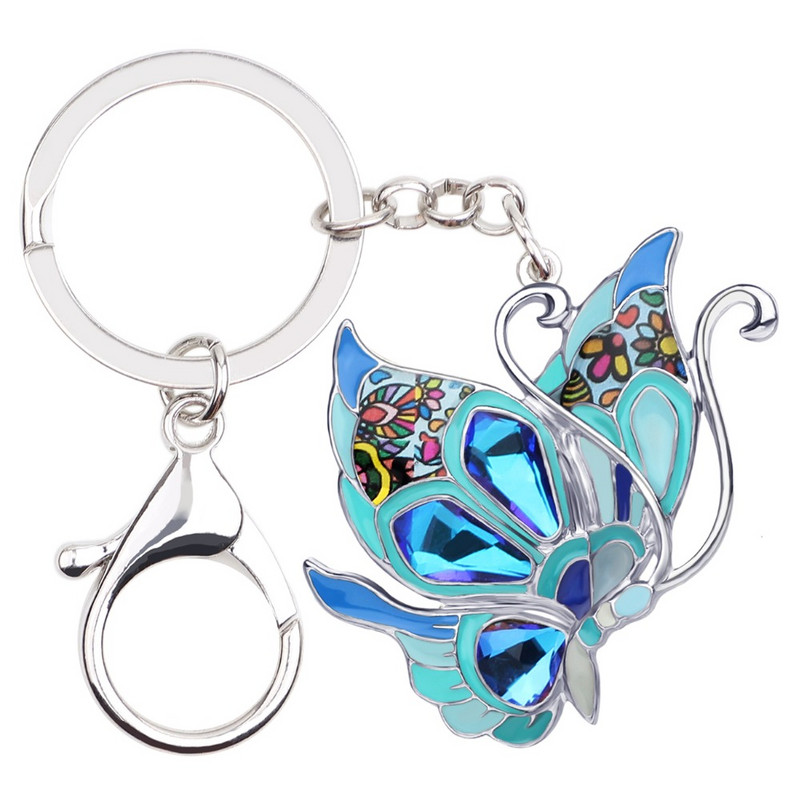 Bonsny emalio lydinio drugelis raktų pakabukai raktų pakabukai raktų pakabukas madingi papuošalai moterims mergaitėms rankinės pakabukas žavesio papuošimas