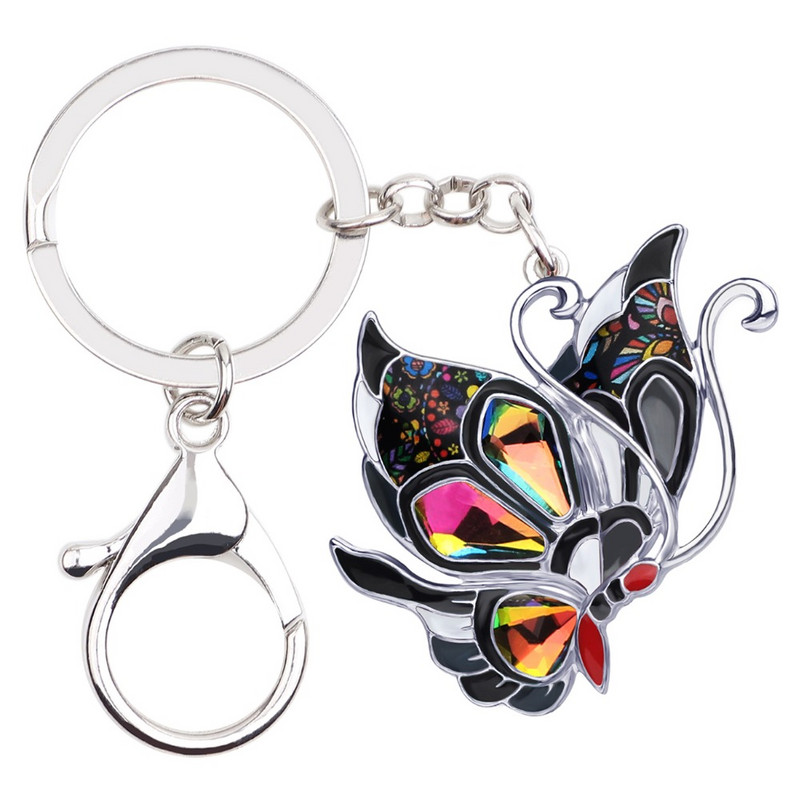 Bonsny emalio lydinio drugelis raktų pakabukai raktų pakabukai raktų pakabukas madingi papuošalai moterims mergaitėms rankinės pakabukas žavesio papuošimas