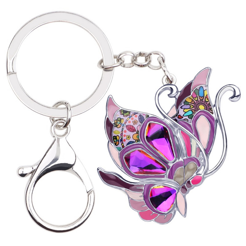 Bonsny emalio lydinio drugelis raktų pakabukai raktų pakabukai raktų pakabukas madingi papuošalai moterims mergaitėms rankinės pakabukas žavesio papuošimas