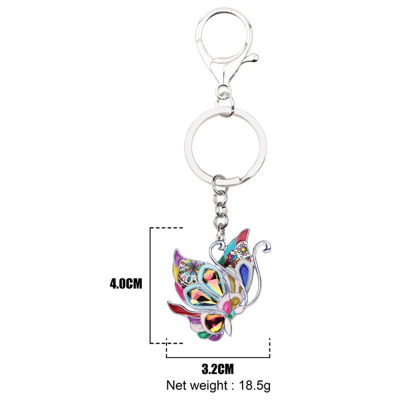 Bonsny emalio lydinio drugelis raktų pakabukai raktų pakabukai raktų pakabukas madingi papuošalai moterims mergaitėms rankinės pakabukas žavesio papuošimas