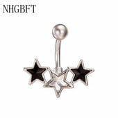 NHGBFT rafinat alb-negru dublă culoare inel pentru buric femei fată dangle Piercing Bijuterii pentru corp