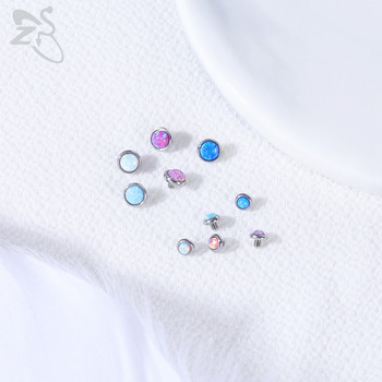 ZS 1 комплект 2,5/3/4MM CZ Crystal Micro Dermal Piercing 316L неръждаема стомана Dermal Anchor Surface Piercings Opal Skin Diver Bases