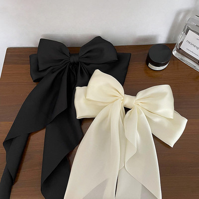Agrafă de păr cu panglică elegantă, moda coreeană, agrafă de primăvară din satin, simplu, solid, pentru femei, bentiță retro, accesorii de păr pentru fete