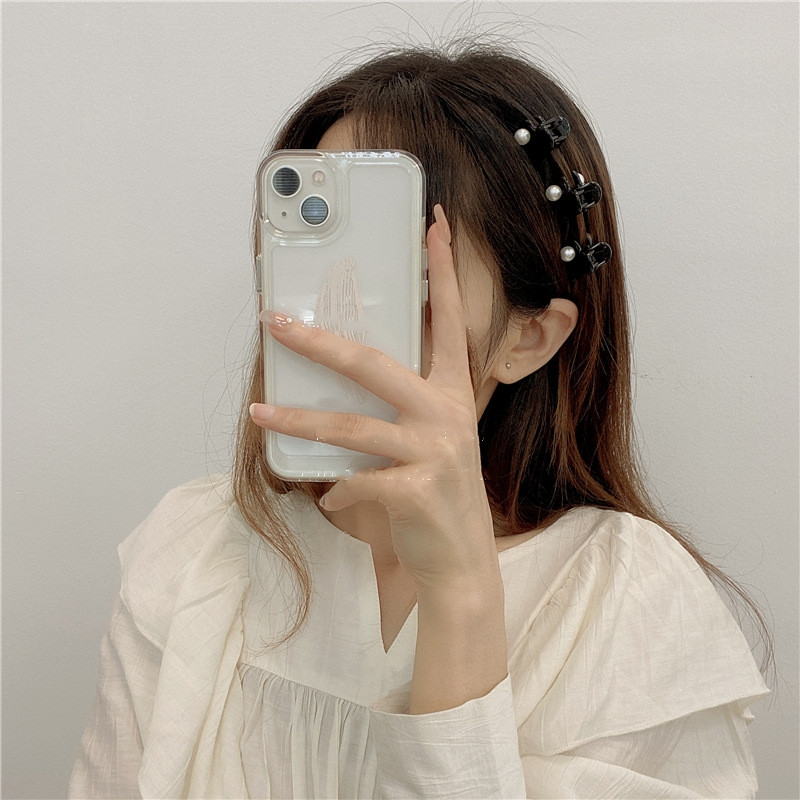 4kom/lot Mini ukosnice od smole u obliku srca Slatka djevojka, prozirna imitacija bisera, akrilne male kandže za kosu Retro ljubavne ukosnice