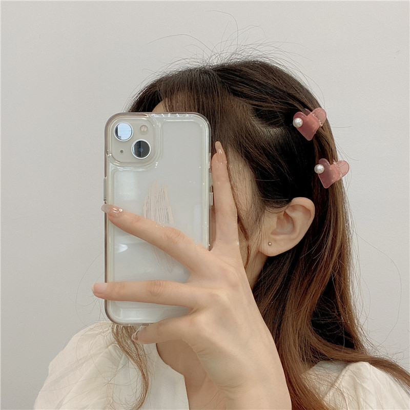 4kom/lot Mini ukosnice od smole u obliku srca Slatka djevojka, prozirna imitacija bisera, akrilne male kandže za kosu Retro ljubavne ukosnice