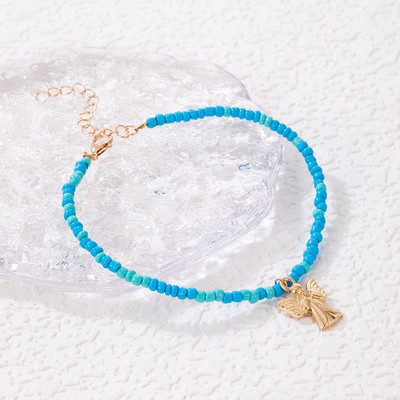 Tocona Cochilii de gleznă pentru femei Brelocuri Pietre sparte albastre Geometrie Lanțuri reglabile pentru picioare Bijuterii boeme 1buc/set 8611