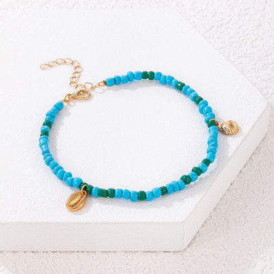 Tocona Cochilii de gleznă pentru femei Brelocuri Pietre sparte albastre Geometrie Lanțuri reglabile pentru picioare Bijuterii boeme 1buc/set 8611