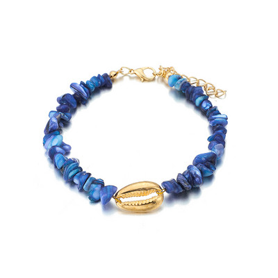 Tocona Cochilii de gleznă pentru femei Brelocuri Pietre sparte albastre Geometrie Lanțuri reglabile pentru picioare Bijuterii boeme 1buc/set 8611