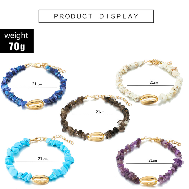 Tocona Cochilii de gleznă pentru femei Brelocuri Pietre sparte albastre Geometrie Lanțuri reglabile pentru picioare Bijuterii boeme 1buc/set 8611