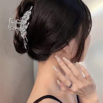 Нова мода за жени Sliver Geometric MetalButterfly Hair Claw Girl Vintage Crab Hair clips Шапки Фиби Аксесоари за коса