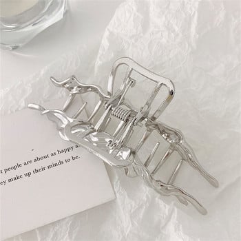 Нова мода за жени Sliver Geometric MetalButterfly Hair Claw Girl Vintage Crab Hair clips Шапки Фиби Аксесоари за коса