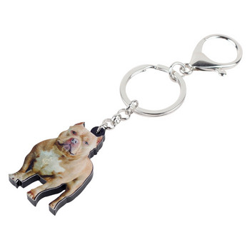 Bonsny Acrylic American Pit Bull Terrier Μπρελόκ για σκύλους Δαχτυλίδια μπρελόκ Κοσμήματα για γυναίκες Τσάντα αυτοκινήτου Γούρια Αξεσουάρ για κατοικίδια