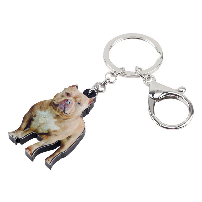 Bonsny Acrilic American Pit Bull Terrier Câine Breloc Breloc Inele Bijuterii Pentru Femei Fete Poșetă Breloc pentru mașină Accesorii pentru animale de companie