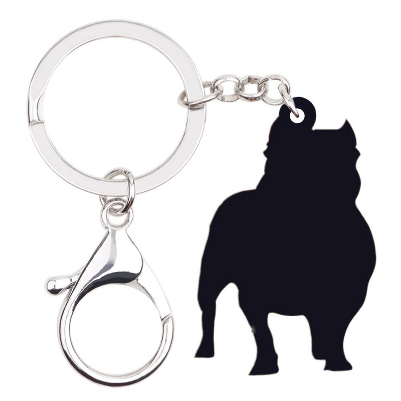Bonsny Acrilic American Pit Bull Terrier Câine Breloc Breloc Inele Bijuterii Pentru Femei Fete Poșetă Breloc pentru mașină Accesorii pentru animale de companie