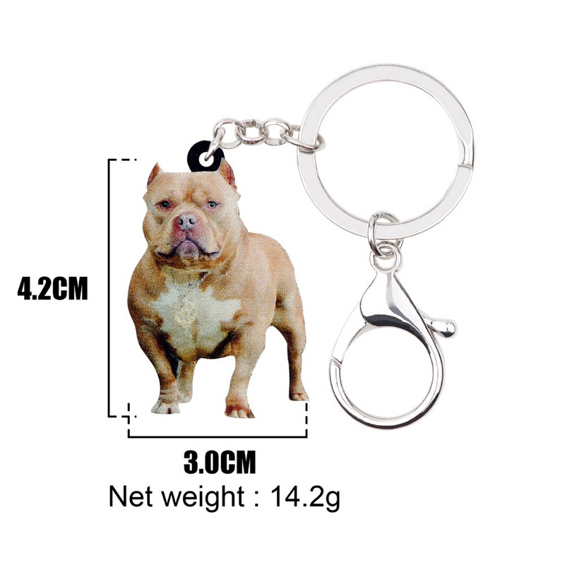 Bonsny Acrilic American Pit Bull Terrier Câine Breloc Breloc Inele Bijuterii Pentru Femei Fete Poșetă Breloc pentru mașină Accesorii pentru animale de companie