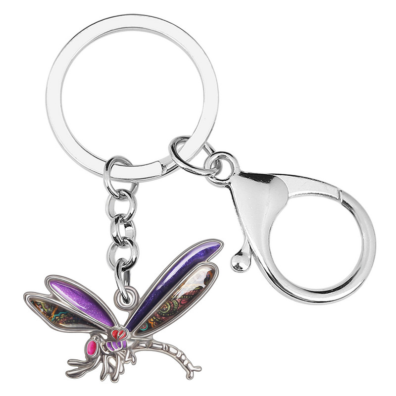 BONSNY Emajl Legura Cvjetni Slatki Dragonfly Insekti Privjesci Trendy Torba Auto Privjesak Prsten Nakit Za Žene Muškarce Teen Šarm Darovi