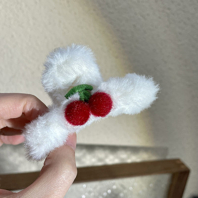 Agrafă drăguță de par crab cireș pentru fată 2022, la modă de iarnă, accesorii de păr pentru femei, suporturi pentru coadă de cal pentru gheare de păr moale de pluș