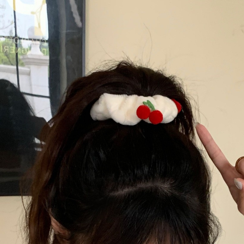 Agrafă drăguță de par crab cireș pentru fată 2022, la modă de iarnă, accesorii de păr pentru femei, suporturi pentru coadă de cal pentru gheare de păr moale de pluș