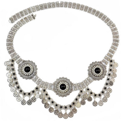 Gypsy Metal Hippie Boho Flower Turcă Boemă Shimmy Rochie Curea de dans din buric Lanț de talie Monede Sexy Body Afgan Indian Bijuterii