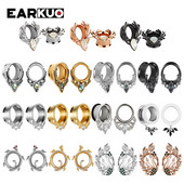 EARKUO Ultimele dopuri de piercing pentru urechi din oțel inoxidabil, tuneluri, extensii, bijuterii pentru corp, cercei, calibre 2 buc 6-25 mm