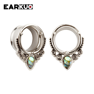 EARKUO Ultimele dopuri de piercing pentru urechi din oțel inoxidabil, tuneluri, extensii, bijuterii pentru corp, cercei, calibre 2 buc 6-25 mm