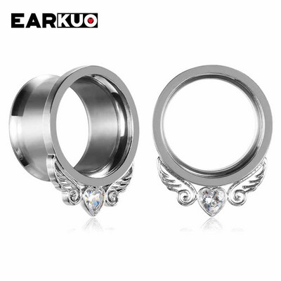 EARKUO Ultimele dopuri de piercing pentru urechi din oțel inoxidabil, tuneluri, extensii, bijuterii pentru corp, cercei, calibre 2 buc 6-25 mm
