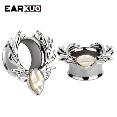 EARKUO Ultimele dopuri de piercing pentru urechi din oțel inoxidabil, tuneluri, extensii, bijuterii pentru corp, cercei, calibre 2 buc 6-25 mm