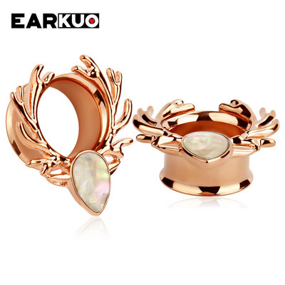 EARKUO Ultimele dopuri de piercing pentru urechi din oțel inoxidabil, tuneluri, extensii, bijuterii pentru corp, cercei, calibre 2 buc 6-25 mm