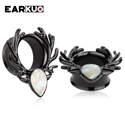 EARKUO Ultimele dopuri de piercing pentru urechi din oțel inoxidabil, tuneluri, extensii, bijuterii pentru corp, cercei, calibre 2 buc 6-25 mm