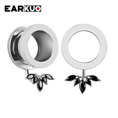 EARKUO Ultimele dopuri de piercing pentru urechi din oțel inoxidabil, tuneluri, extensii, bijuterii pentru corp, cercei, calibre 2 buc 6-25 mm