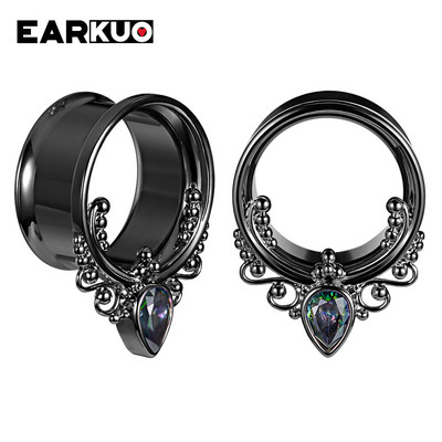 EARKUO Ultimele dopuri de piercing pentru urechi din oțel inoxidabil, tuneluri, extensii, bijuterii pentru corp, cercei, calibre 2 buc 6-25 mm