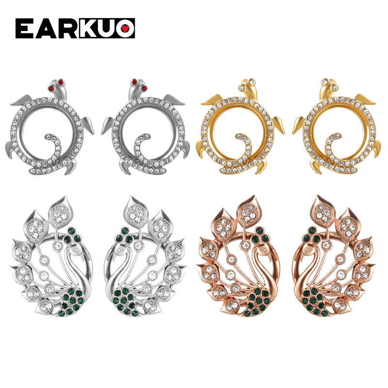 EARKUO Ultimele dopuri de piercing pentru urechi din oțel inoxidabil, tuneluri, extensii, bijuterii pentru corp, cercei, calibre 2 buc 6-25 mm