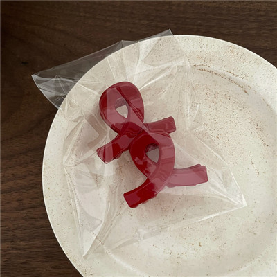 2 buc/pachet Mini Breton din Rășină Seria Roșie Anul Nou Agrafă Geometrică Pătrată Flori de dragoste Iepuraș Agrafă Agrafă Rășină pentru Fată