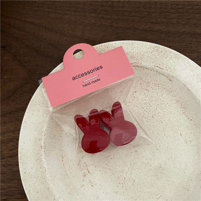 2 buc/pachet Mini Breton din Rășină Seria Roșie Anul Nou Agrafă Geometrică Pătrată Flori de dragoste Iepuraș Agrafă Agrafă Rășină pentru Fată