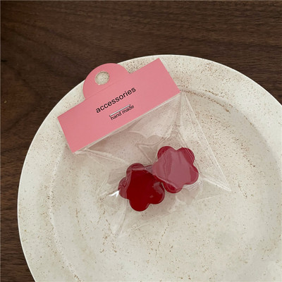 2 buc/pachet Mini Breton din Rășină Seria Roșie Anul Nou Agrafă Geometrică Pătrată Flori de dragoste Iepuraș Agrafă Agrafă Rășină pentru Fată