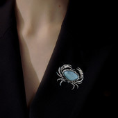 Morkopela Bronz Antic Metal Cristal Stras Broșe Crab Bijuterii de epocă Crab din argint Pin și broșă pentru femei bărbați