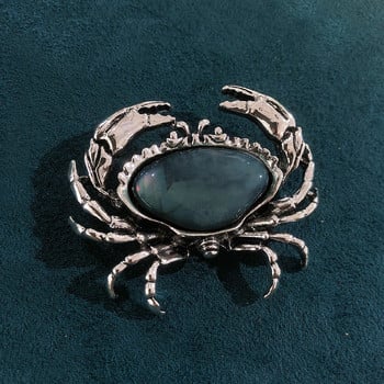 Morkopela Ancient Bronze Metal Crystal Rhinestone Crab καρφίτσες Vintage κοσμήματα Ασημένια καρφίτσα και καρφίτσα ζώου με καβούρι για γυναίκες Ανδρικά