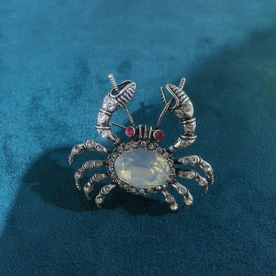Morkopela Bronz Antic Metal Cristal Stras Broșe Crab Bijuterii de epocă Crab din argint Pin și broșă pentru femei bărbați