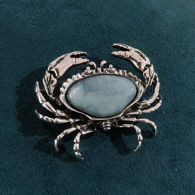 Morkopela Bronz Antic Metal Cristal Stras Broșe Crab Bijuterii de epocă Crab din argint Pin și broșă pentru femei bărbați