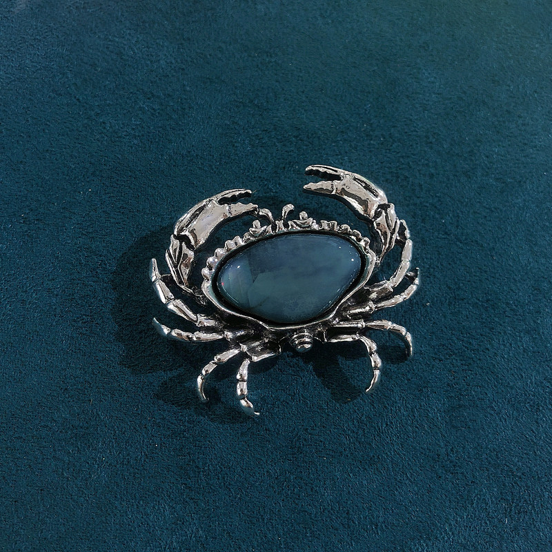 Morkopela Bronz Antic Metal Cristal Stras Broșe Crab Bijuterii de epocă Crab din argint Pin și broșă pentru femei bărbați