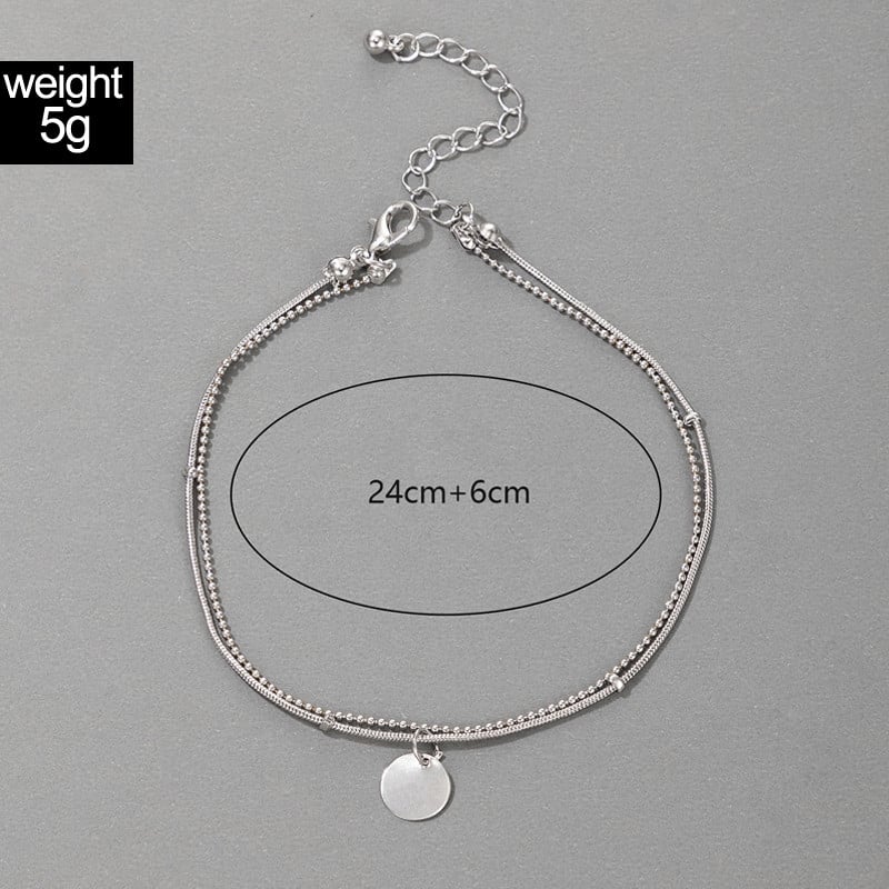 Tocona Jednoduchá retiazka na nohy pre ženy a mužov Letné zlato-strieborné farebné nastaviteľné náramky z legovaného kovu, bohémske šperky 3864