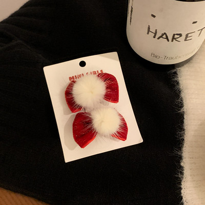 2 buc/lot Anul Nou Minge de blană de nurcă Arc cu sclipici Coarda de păr pentru accesorii pentru fete Suporturi pentru coadă de cal Benzi de păr elastice din cauciuc