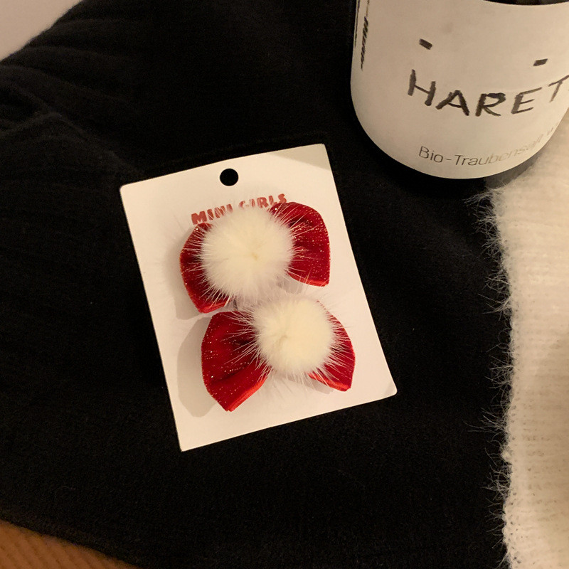 2 buc/lot Anul Nou Minge de blană de nurcă Arc cu sclipici Coarda de păr pentru accesorii pentru fete Suporturi pentru coadă de cal Benzi de păr elastice din cauciuc